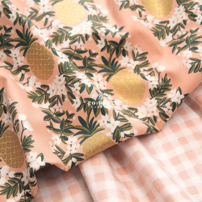 cotton - Summer Pineapple fabric PINK - FO:REST Fabric 布恩堂Liberty fabrictana lawnjapanese fabricykk zipper