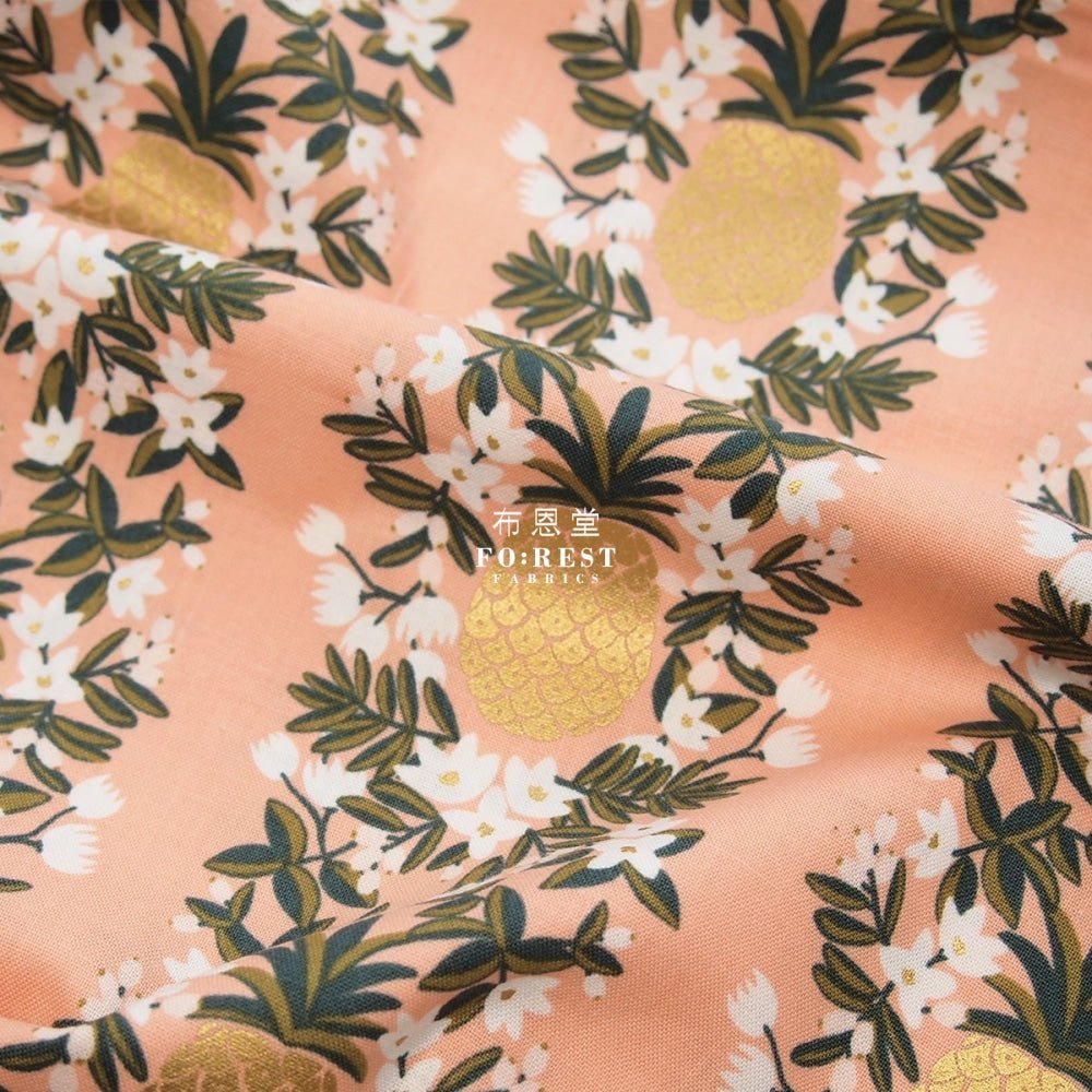 cotton - Summer Pineapple fabric PINK - FO:REST Fabric 布恩堂Liberty fabrictana lawnjapanese fabricykk zipper