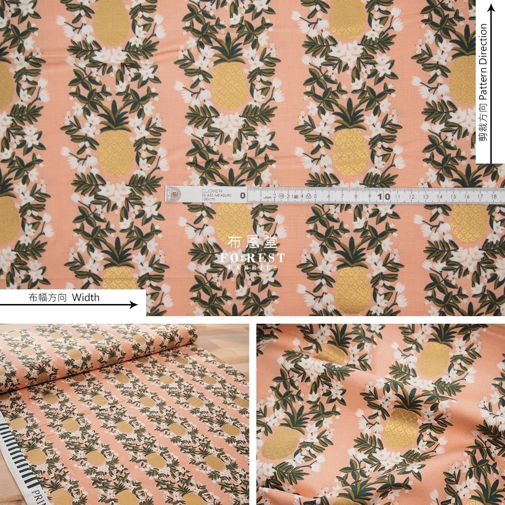 cotton - Summer Pineapple fabric PINK - FO:REST Fabric 布恩堂Liberty fabrictana lawnjapanese fabricykk zipper