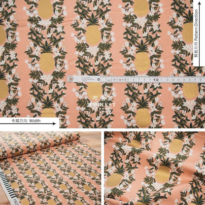 cotton - Summer Pineapple fabric PINK - FO:REST Fabric 布恩堂Liberty fabrictana lawnjapanese fabricykk zipper