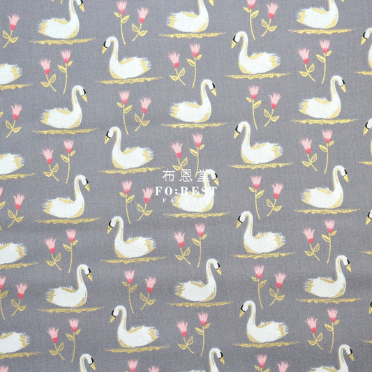 Cotton - Swan With Metallic Fabric Gray