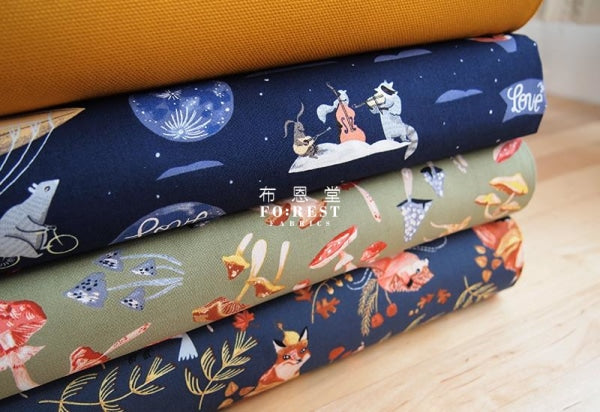 cotton - Symphony Orchestra Night fabric - forest-fabric