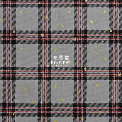 cotton - Tartan Fruit Party with metallic fabric Gray - FO:REST Fabric 布恩堂Liberty fabrictana lawnjapanese fabricykk zipper