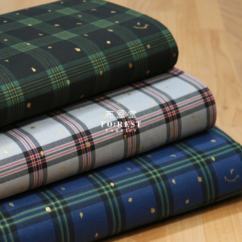 cotton - Tartan Fruit Party with metallic fabric Gray - FO:REST Fabric 布恩堂Liberty fabrictana lawnjapanese fabricykk zipper