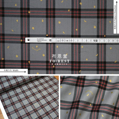 cotton - Tartan Fruit Party with metallic fabric Gray - FO:REST Fabric 布恩堂Liberty fabrictana lawnjapanese fabricykk zipper