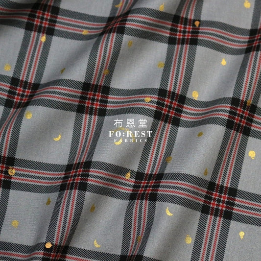 cotton - Tartan Fruit Party with metallic fabric Gray - FO:REST Fabric 布恩堂Liberty fabrictana lawnjapanese fabricykk zipper