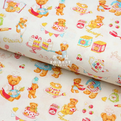 cotton - The Baking Bear fabric Cream - FO:REST Fabric 布恩堂Liberty fabrictana lawnjapanese fabricykk zipper