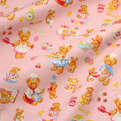 cotton - The Baking Bear fabric Pink - FO:REST Fabric 布恩堂Liberty fabrictana lawnjapanese fabricykk zipper