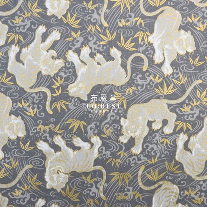 cotton - Tiger Bamboo Japanese fabric Gray - FO:REST Fabric 布恩堂Liberty fabrictana lawnjapanese fabricykk zipper