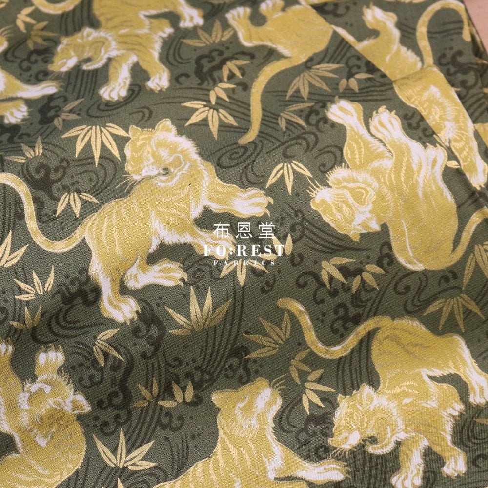 cotton - Tiger Bamboo Japanese fabric Moss - FO:REST Fabric 布恩堂Liberty fabrictana lawnjapanese fabricykk zipper