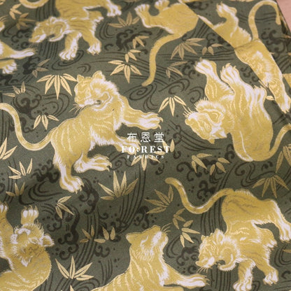 cotton - Tiger Bamboo Japanese fabric Moss - FO:REST Fabric 布恩堂Liberty fabrictana lawnjapanese fabricykk zipper