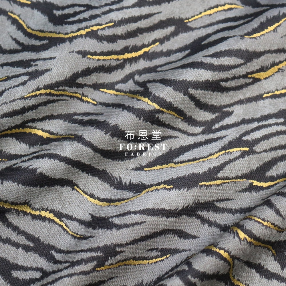 Cotton - Tiger Japanese Fabric Gray