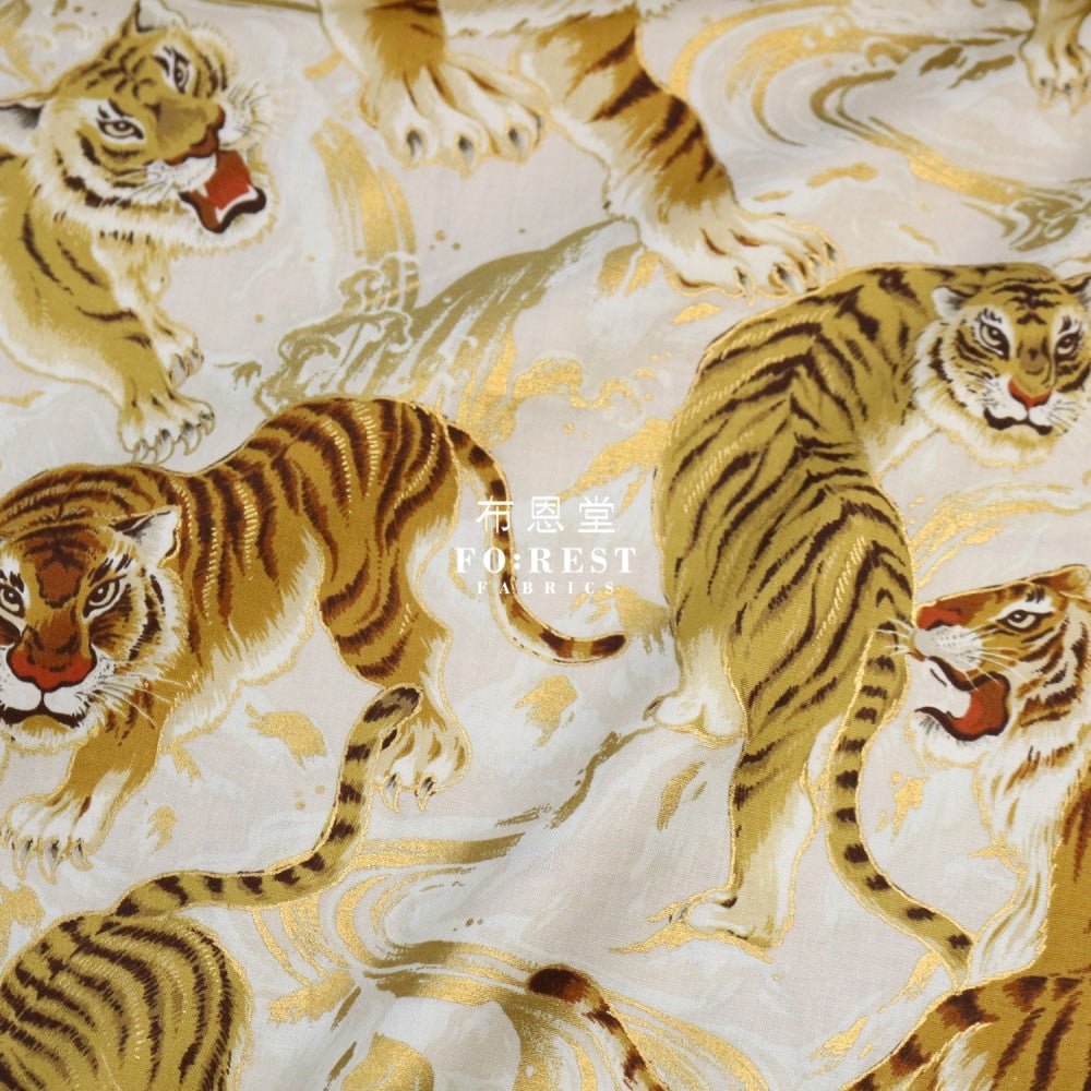 cotton - Tiger Wave Japanese fabric Milky - FO:REST Fabric 布恩堂Liberty fabrictana lawnjapanese fabricykk zipper