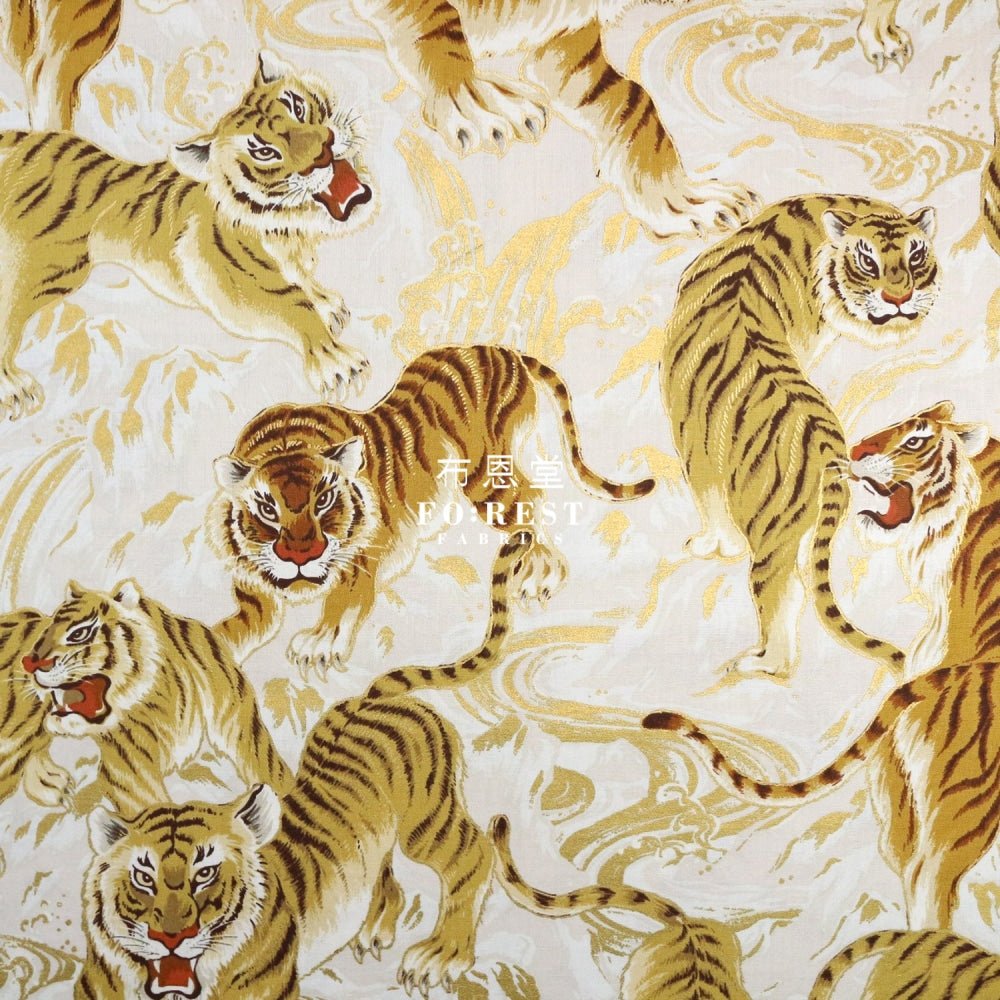 cotton - Tiger Wave Japanese fabric Milky - FO:REST Fabric 布恩堂Liberty fabrictana lawnjapanese fabricykk zipper