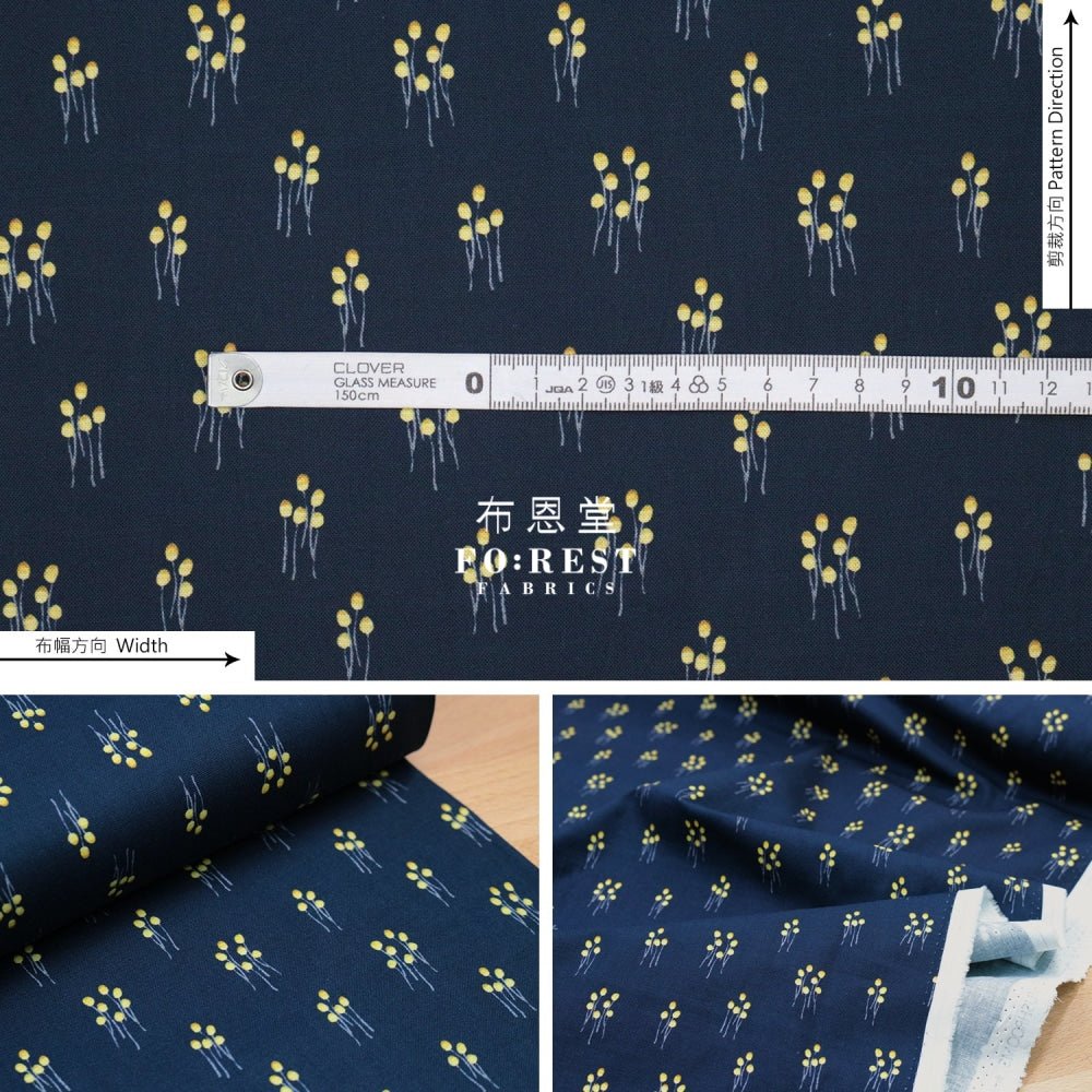 cotton - Tiny mushrooms fabric Navy - FO:REST Fabric 布恩堂Liberty fabrictana lawnjapanese fabricykk zipper