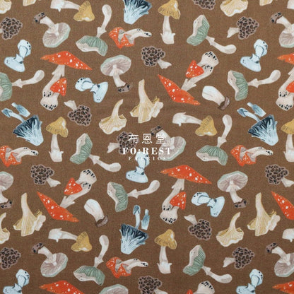 cotton - Tossed Mushrooms fabric Brown - FO:REST Fabric 布恩堂Liberty fabrictana lawnjapanese fabricykk zipper
