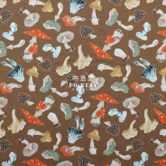cotton - Tossed Mushrooms fabric Brown - FO:REST Fabric 布恩堂Liberty fabrictana lawnjapanese fabricykk zipper