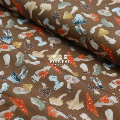 cotton - Tossed Mushrooms fabric Brown - FO:REST Fabric 布恩堂Liberty fabrictana lawnjapanese fabricykk zipper