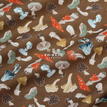 cotton - Tossed Mushrooms fabric Brown - FO:REST Fabric 布恩堂Liberty fabrictana lawnjapanese fabricykk zipper