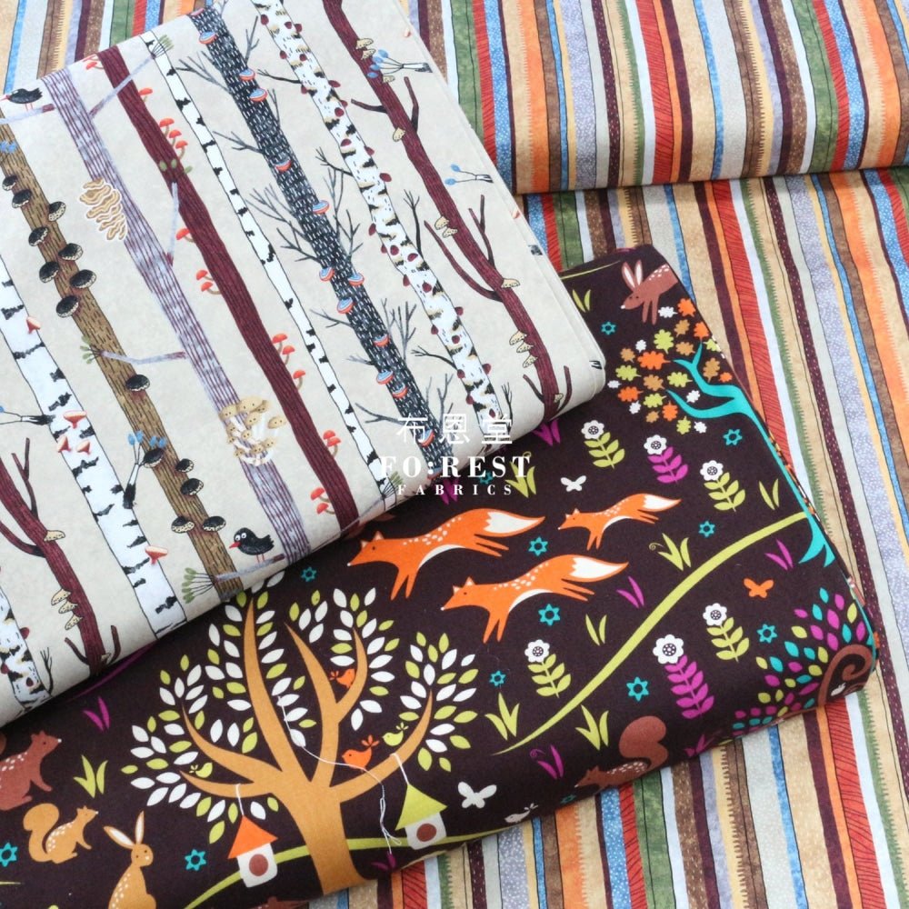 cotton - Tree Strip fabric - FO:REST Fabric 布恩堂Liberty fabrictana lawnjapanese fabricykk zipper