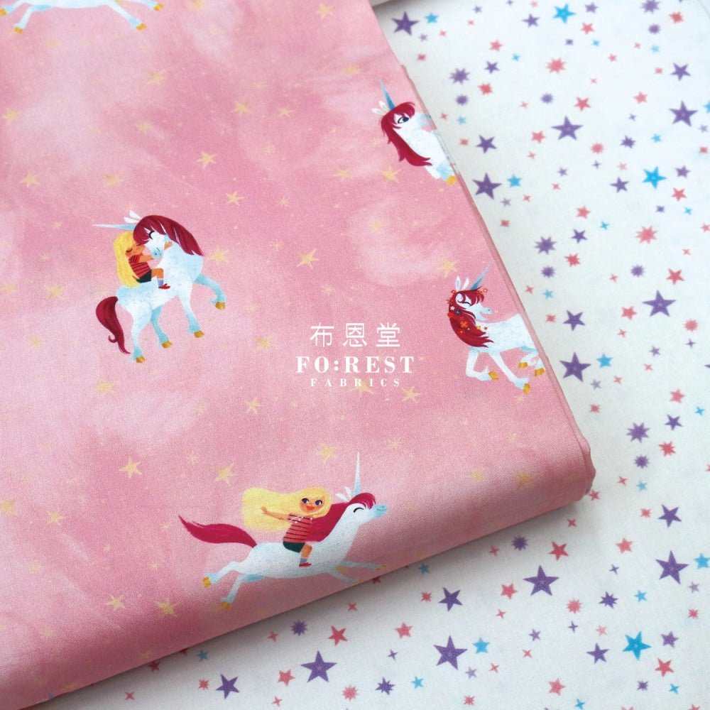 Cotton - Uni the Unicorn Star fabric LT.Pink - FO:REST Fabric 布恩堂Liberty fabrictana lawnjapanese fabricykk zipper