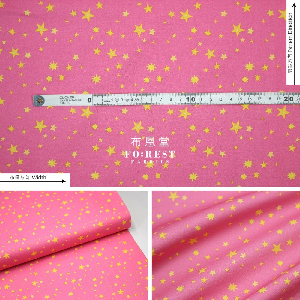 Cotton - Uni the Unicorn Star fabric Pink - FO:REST Fabric 布恩堂Liberty fabrictana lawnjapanese fabricykk zipper