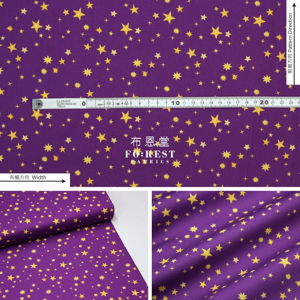 Cotton - Uni the Unicorn star fabric Purple - FO:REST Fabric 布恩堂Liberty fabrictana lawnjapanese fabricykk zipper