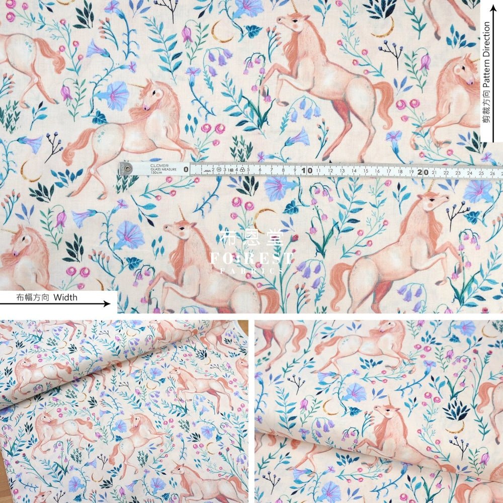 cotton - Unicorn Meadow fabric Pink - FO:REST Fabric 布恩堂Liberty fabrictana lawnjapanese fabricykk zipper