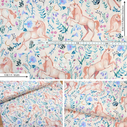 cotton - Unicorn Meadow fabric Pink - FO:REST Fabric 布恩堂Liberty fabrictana lawnjapanese fabricykk zipper