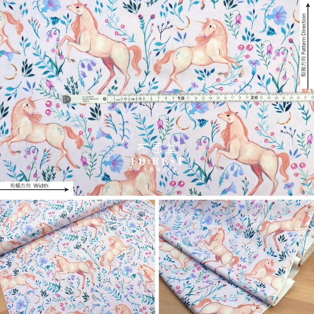 cotton - Unicorn Meadow fabric Purple - FO:REST Fabric 布恩堂Liberty fabrictana lawnjapanese fabricykk zipper