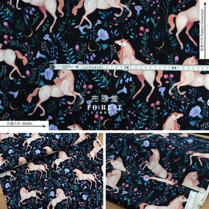 cotton - Unicorn Meadow fabric - FO:REST Fabric 布恩堂Liberty fabrictana lawnjapanese fabricykk zipper