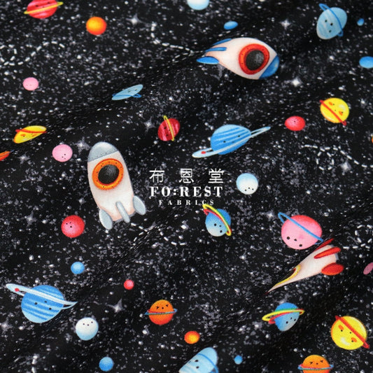 Cotton - Universe Spaceship Fabric Black