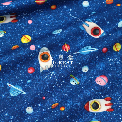 cotton - Universe Spaceship fabric Blue - FO:REST Fabric 布恩堂Liberty fabrictana lawnjapanese fabricykk zipper