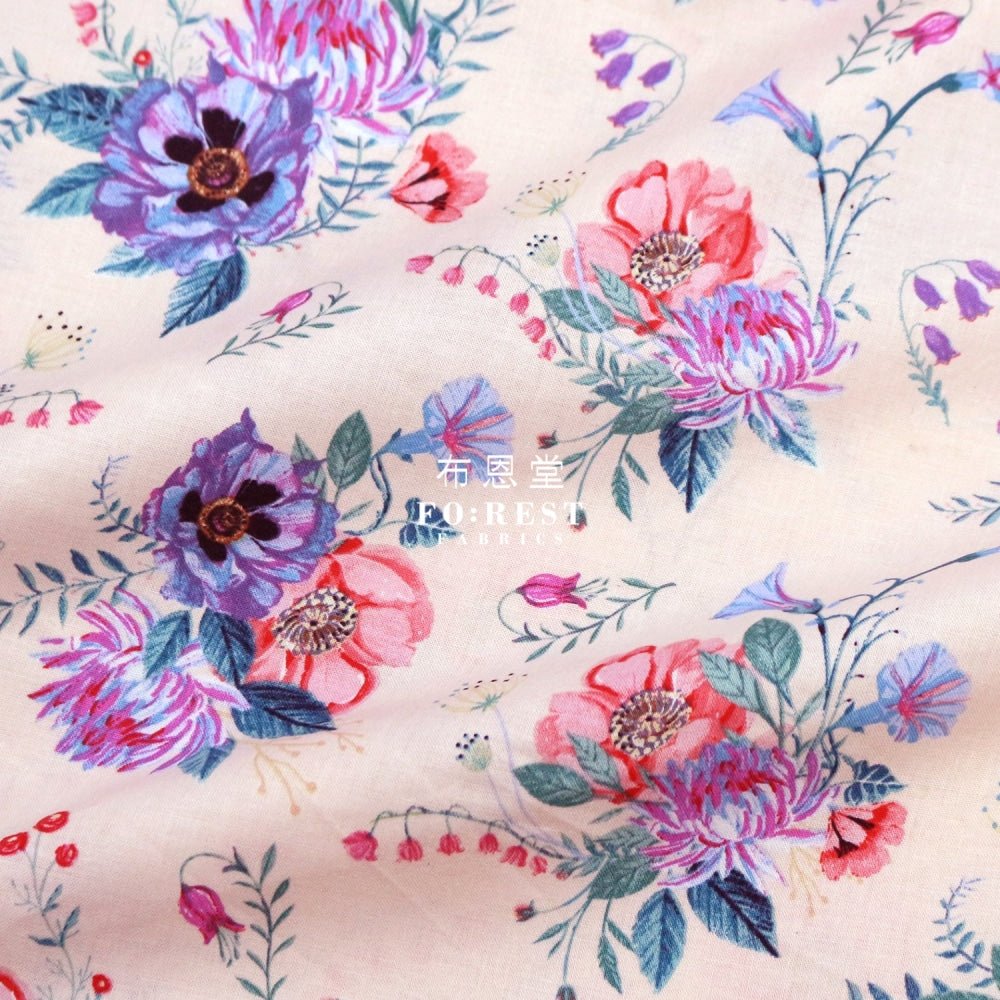 cotton - Wild Bouquet fabric Pink - FO:REST Fabric 布恩堂Liberty fabrictana lawnjapanese fabricykk zipper