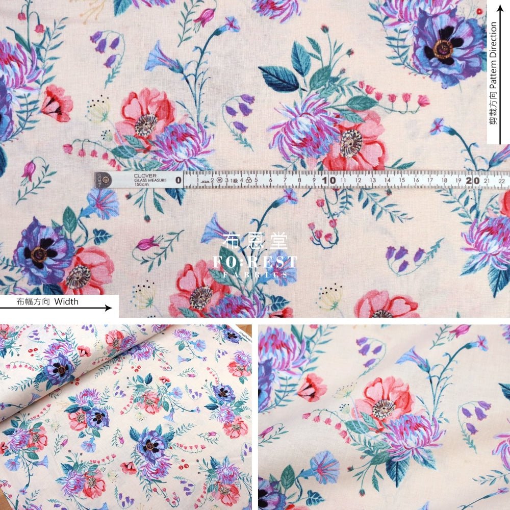 cotton - Wild Bouquet fabric Pink - FO:REST Fabric 布恩堂Liberty fabrictana lawnjapanese fabricykk zipper