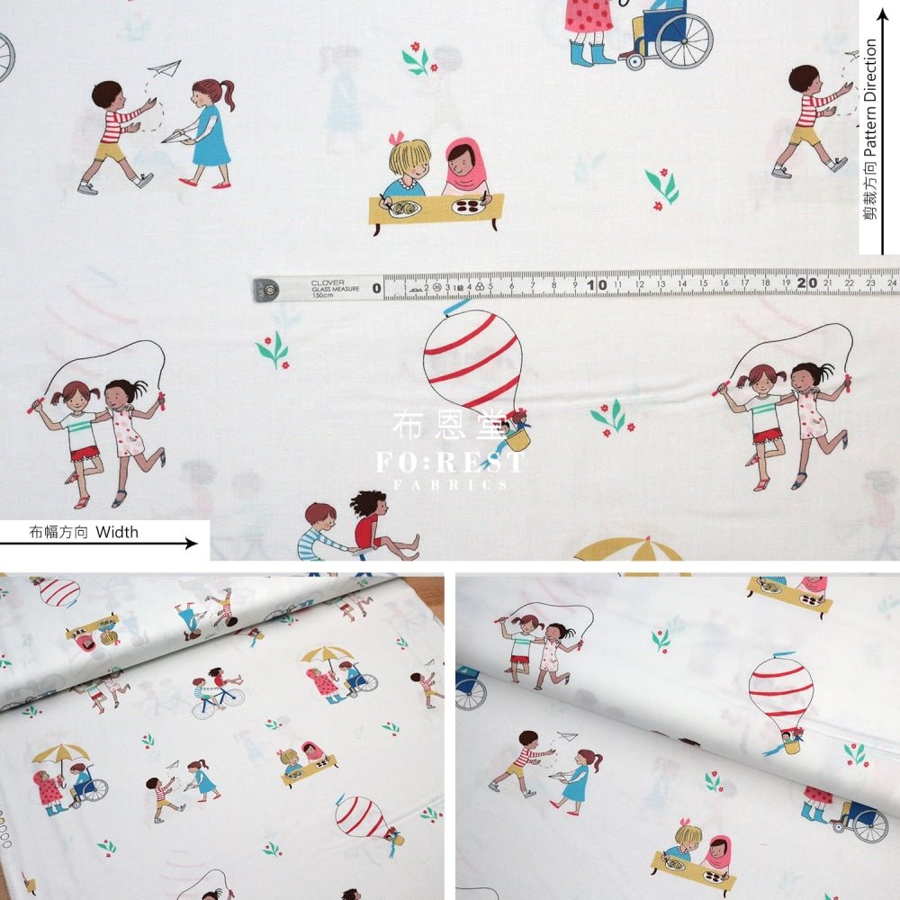 cotton - Wonderful World Be a Friend fabric Milky - FO:REST Fabric 布恩堂Liberty fabrictana lawnjapanese fabricykk zipper