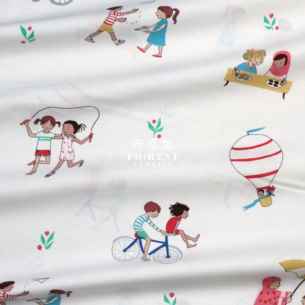 cotton - Wonderful World Be a Friend fabric Milky - FO:REST Fabric 布恩堂Liberty fabrictana lawnjapanese fabricykk zipper
