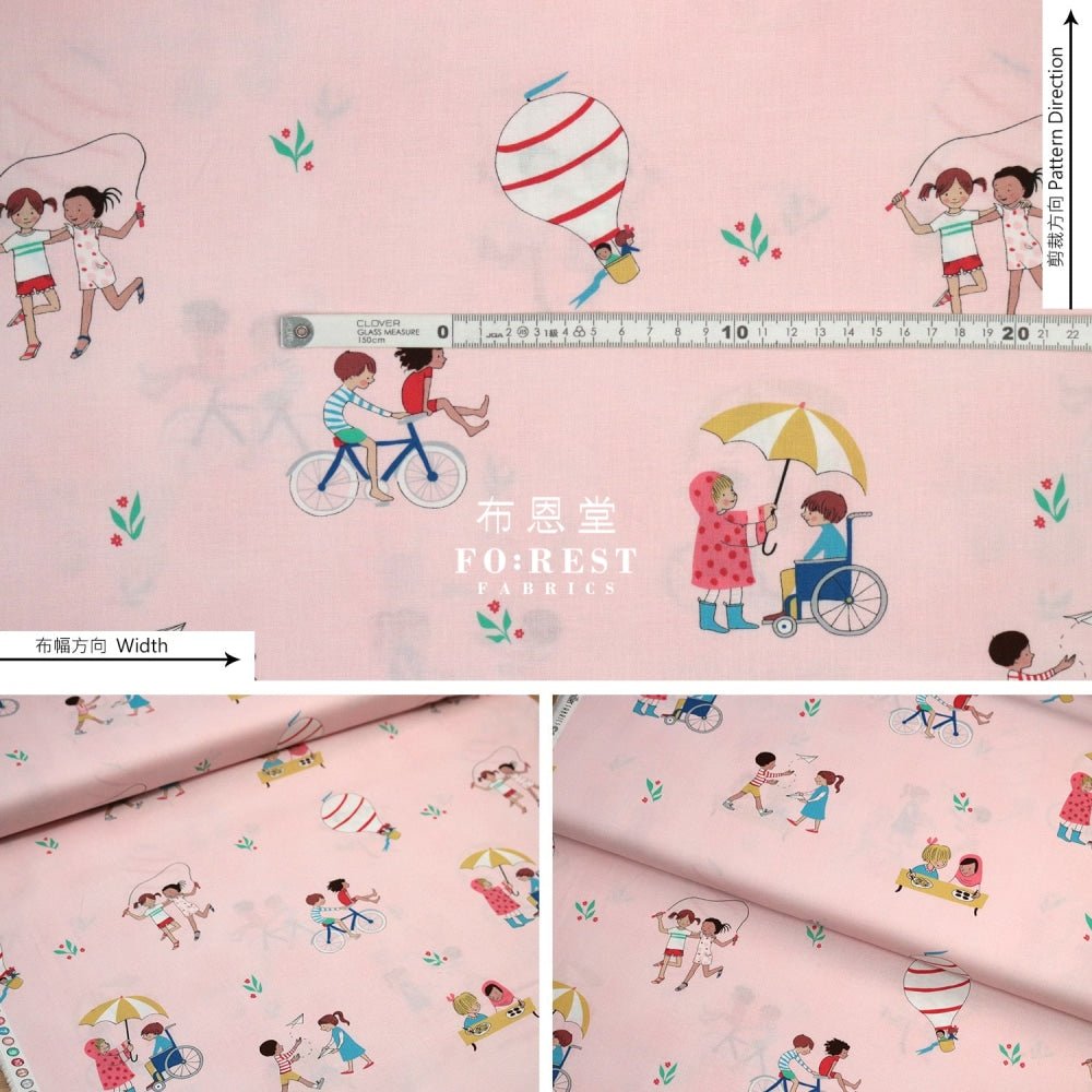 cotton - Wonderful World Be a Friend fabric Pink - FO:REST Fabric 布恩堂Liberty fabrictana lawnjapanese fabricykk zipper
