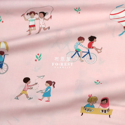 cotton - Wonderful World Be a Friend fabric Pink - FO:REST Fabric 布恩堂Liberty fabrictana lawnjapanese fabricykk zipper