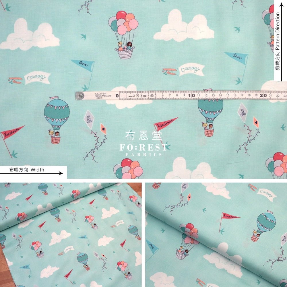 cotton - Wonderful World Courage and kindness fabric Aqua - FO:REST Fabric 布恩堂Liberty fabrictana lawnjapanese fabricykk zipper