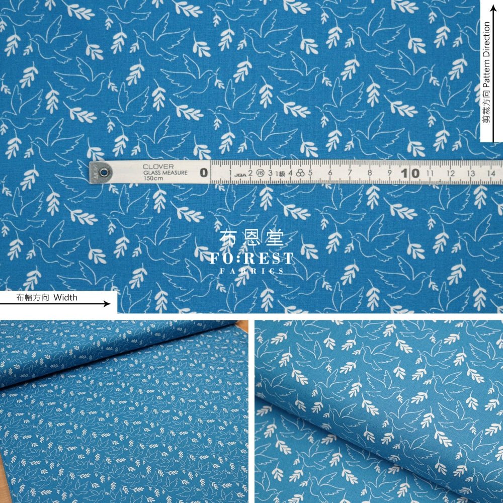 cotton - Wonderful World Giving Peace fabric Blue - FO:REST Fabric 布恩堂Liberty fabrictana lawnjapanese fabricykk zipper