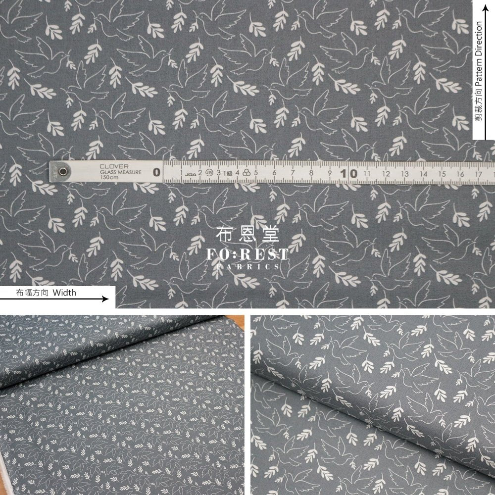cotton - Wonderful World Giving Peace fabric Gray - FO:REST Fabric 布恩堂Liberty fabrictana lawnjapanese fabricykk zipper