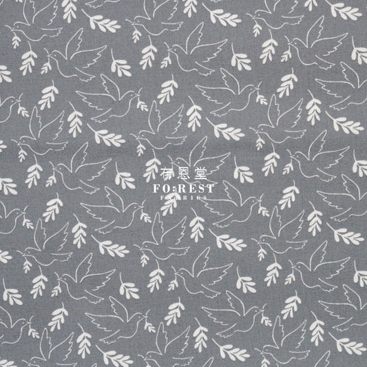 cotton - Wonderful World Giving Peace fabric Gray - FO:REST Fabric 布恩堂Liberty fabrictana lawnjapanese fabricykk zipper