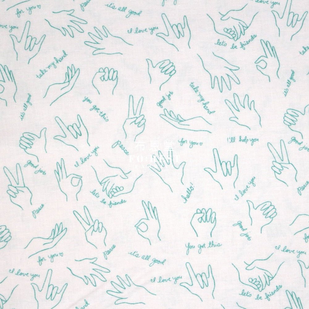 cotton - Wonderful World Helping Hands fabric Aqua - FO:REST Fabric 布恩堂Liberty fabrictana lawnjapanese fabricykk zipper