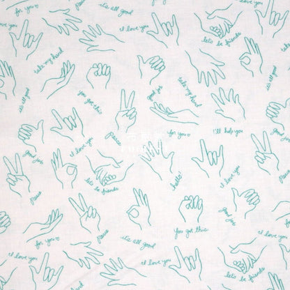 cotton - Wonderful World Helping Hands fabric Aqua - FO:REST Fabric 布恩堂Liberty fabrictana lawnjapanese fabricykk zipper