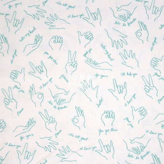 cotton - Wonderful World Helping Hands fabric Aqua - FO:REST Fabric 布恩堂Liberty fabrictana lawnjapanese fabricykk zipper