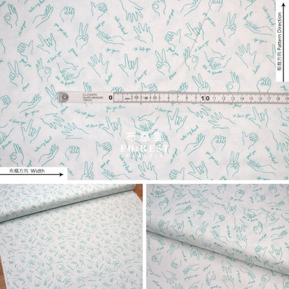 cotton - Wonderful World Helping Hands fabric Aqua - FO:REST Fabric 布恩堂Liberty fabrictana lawnjapanese fabricykk zipper