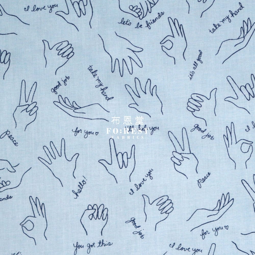 cotton - Wonderful World Helping Hands fabric Blue - FO:REST Fabric 布恩堂Liberty fabrictana lawnjapanese fabricykk zipper