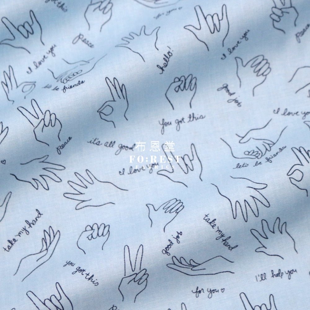 cotton - Wonderful World Helping Hands fabric Blue - FO:REST Fabric 布恩堂Liberty fabrictana lawnjapanese fabricykk zipper