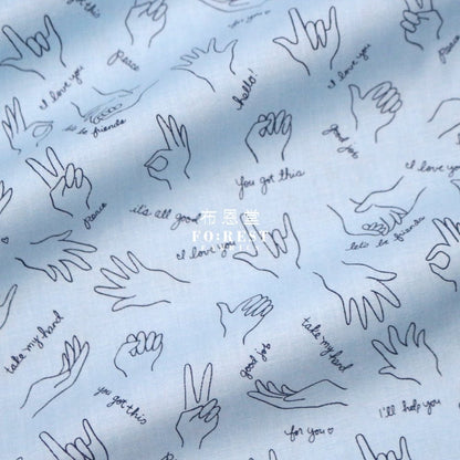cotton - Wonderful World Helping Hands fabric Blue - FO:REST Fabric 布恩堂Liberty fabrictana lawnjapanese fabricykk zipper